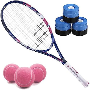 Tennis Racquet Bundle with Overgrips and Tennis Balls