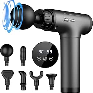 Deep Tissue Percussion Massage Gun with 6 Attachments