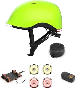 Bike Helmet with 4-Pack Lights, Charging Pad & Remote